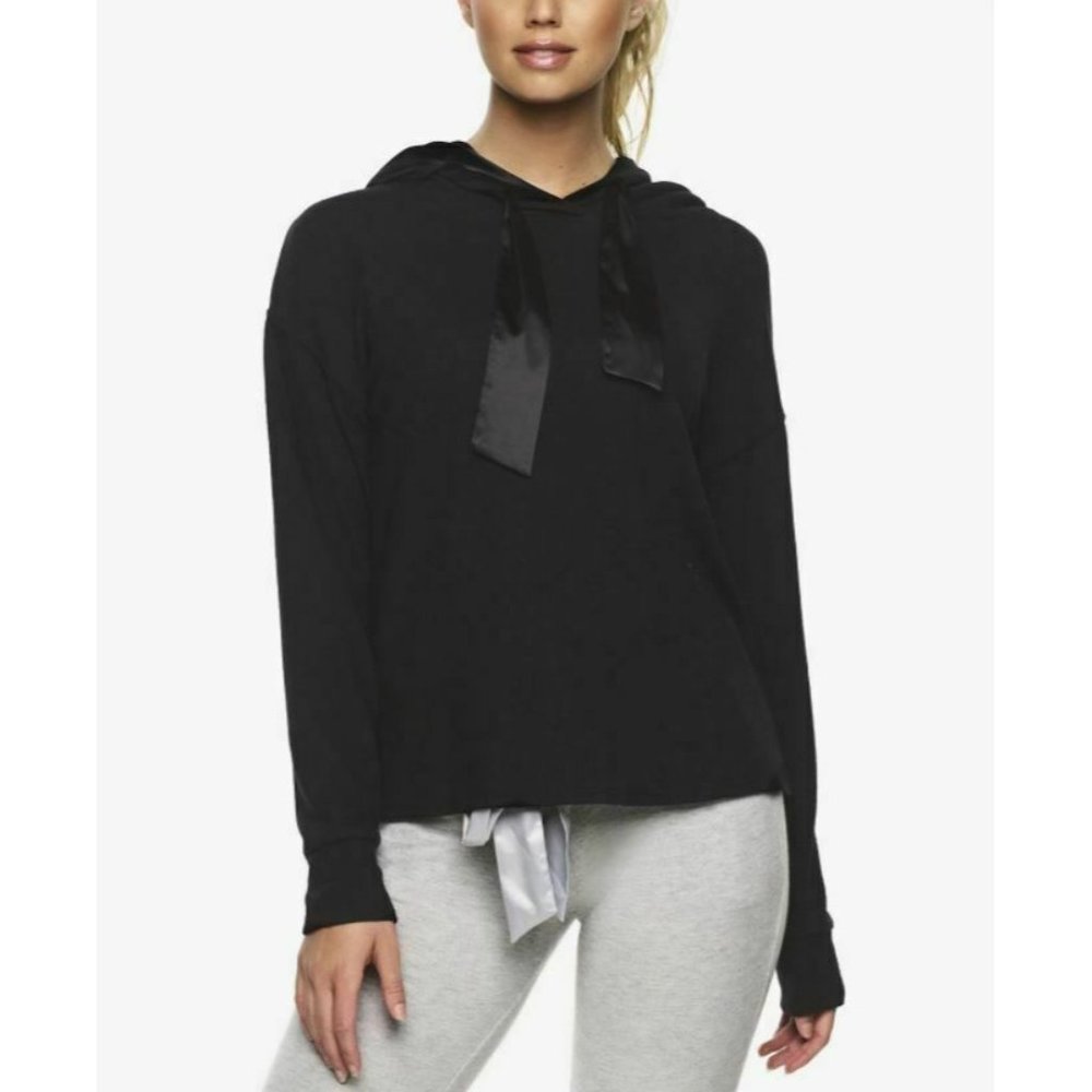 Felina Women's Sz XL Cozy Hacci Knit Sweatshirt Lounge Hoodie with Satin Details